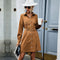 New Shirt Models Lapels Long-sleeved Corduroy Dresses - ROUTINE FASHION
